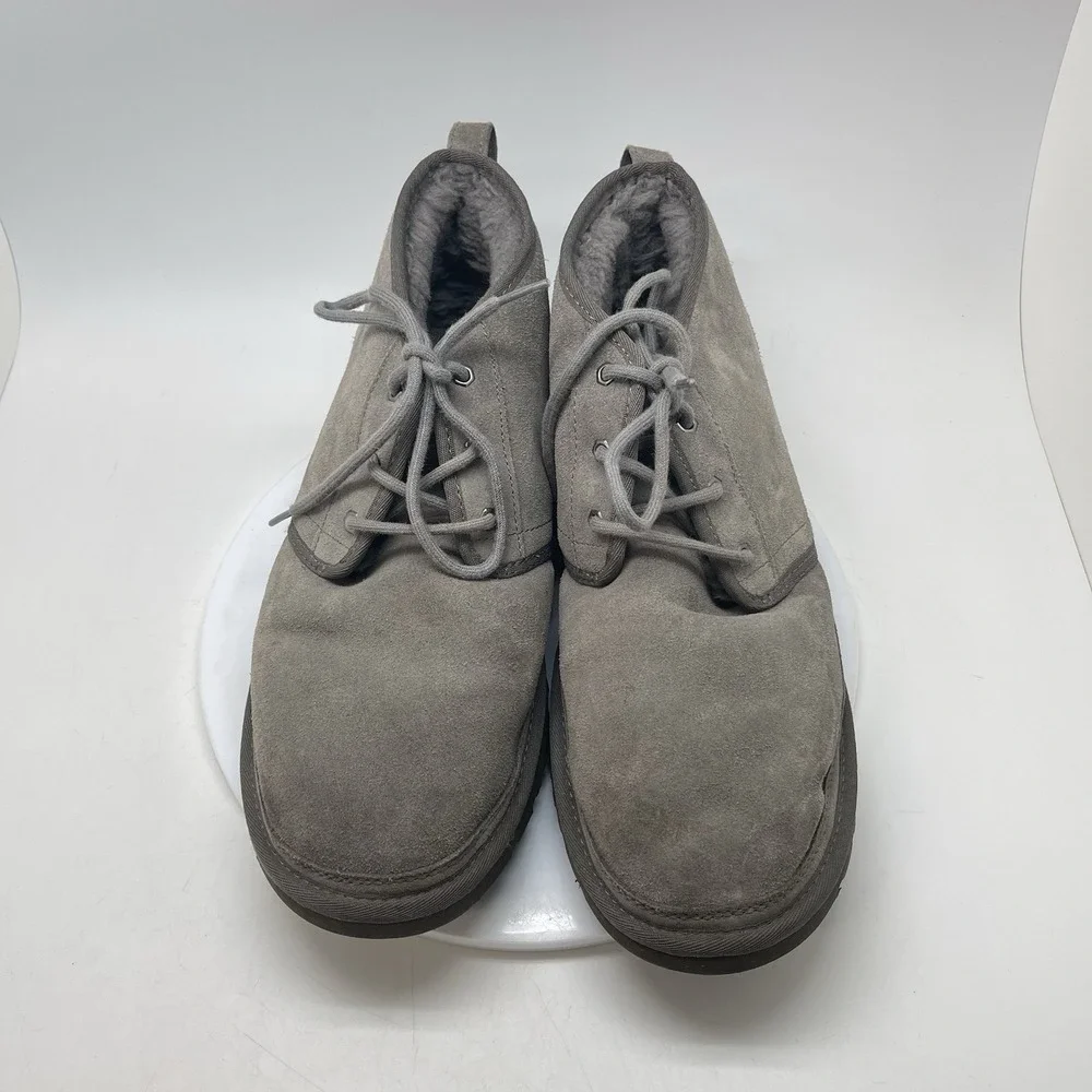 UGG Neumel Mens Size 13 Gray Suede Sherpa Lined Chukka Ankle Boots Lace Up 3236
